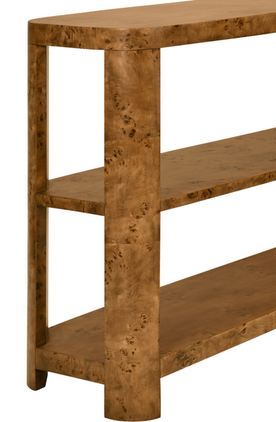 Emery Dark Burlwood Three Tier Console Table