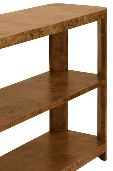 Emery Dark Burlwood Three Tier Console Table