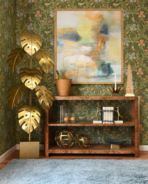Emery Dark Burlwood Three Tier Console Table