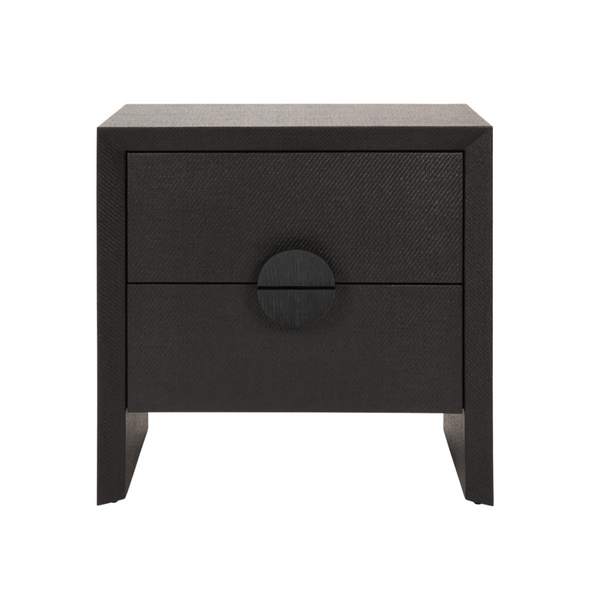 Ezra Black Grasscloth Side Table