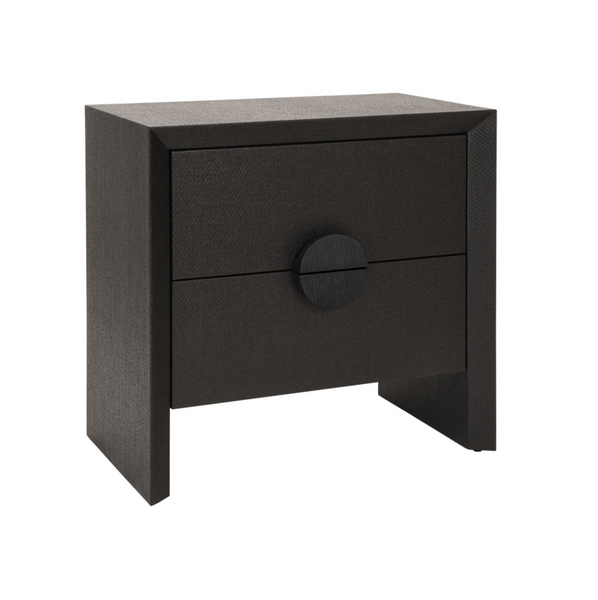 Ezra Black Grasscloth Side Table
