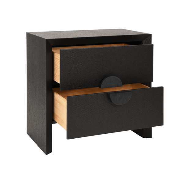Ezra Black Grasscloth Side Table