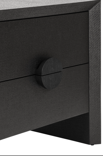 Ezra Black Grasscloth Side Table