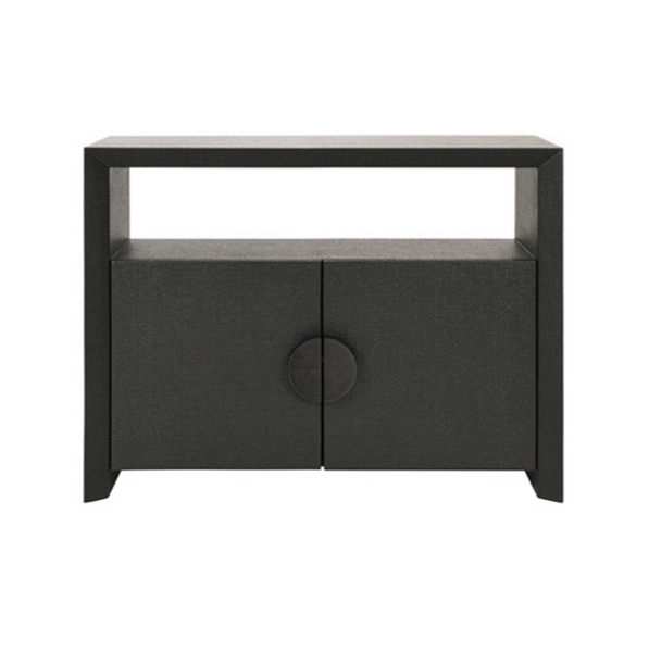 Aspen Black Grasscloth Two Door Console
