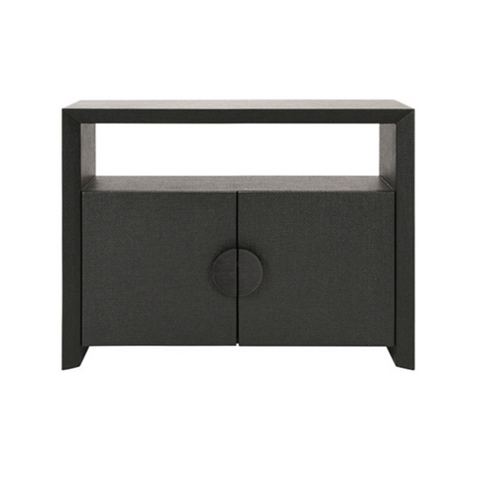 Aspen Black Grasscloth Two Door Console