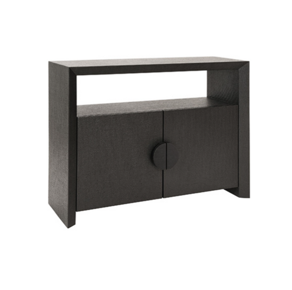 Aspen Black Grasscloth Two Door Console