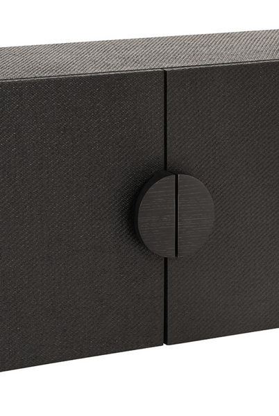 Aspen Black Grasscloth Two Door Console