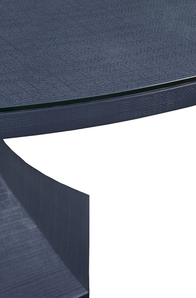 Bryce Pedestal Dining Table - Navy Linen