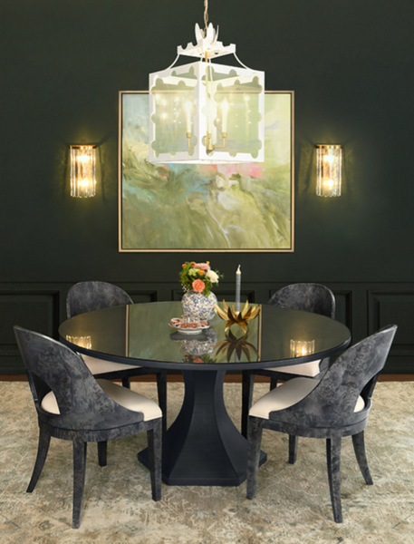 Bryce Pedestal Dining Table - Navy Linen