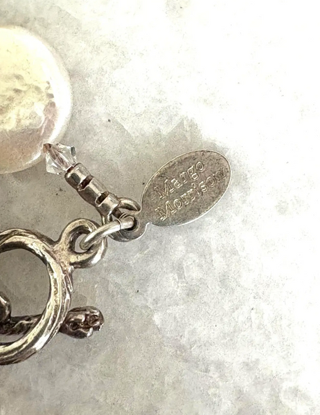 Vintage Margo Morrison Freshwater Pearl, Swarovski Crystal, and Sterling Silver Necklace