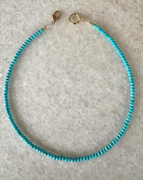 Faceted Turquoise Stacking Necklace With Gold Tone Clasp - Designed by Matthew Izzo