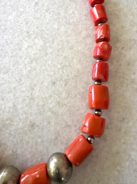 Natural Branch Coral With Vintage Navajo Silver Beads - Designed by Matthew Izzo