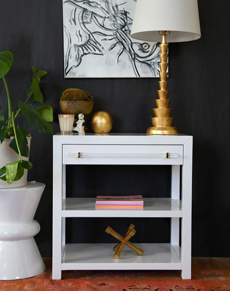 Garbo White Lacquer Side Table