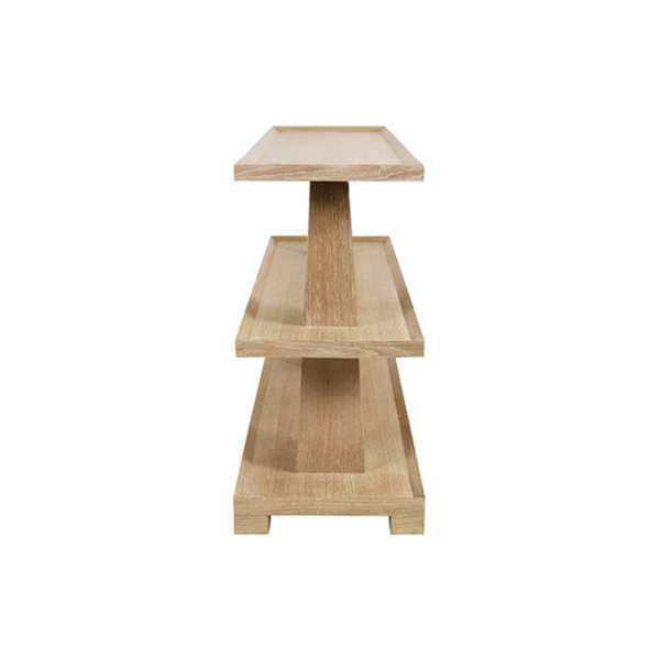 Lowen Three Tier Console Table - Cerused Oak