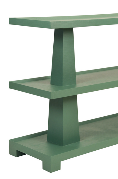 Lowen Three Tier Console Table - Textured Green Linen