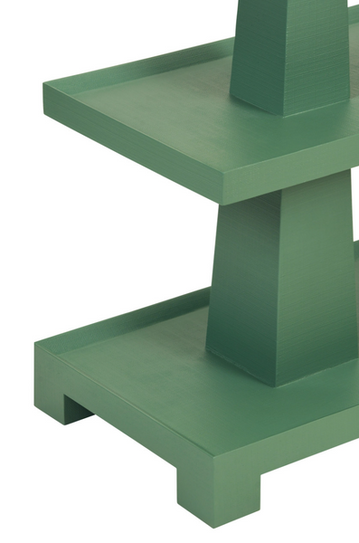 Lowen Three Tier Console Table - Textured Green Linen