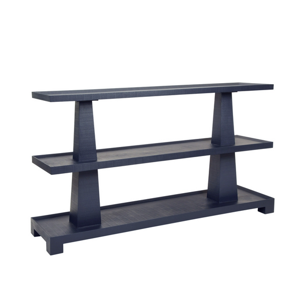 Lowen Three Tier Console Table - Textured Navy Linen