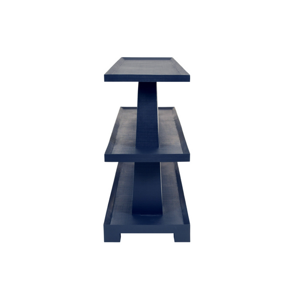 Lowen Three Tier Console Table - Textured Navy Linen
