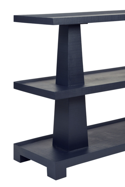 Lowen Three Tier Console Table - Textured Navy Linen