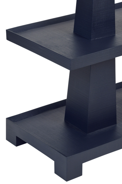 Lowen Three Tier Console Table - Textured Navy Linen