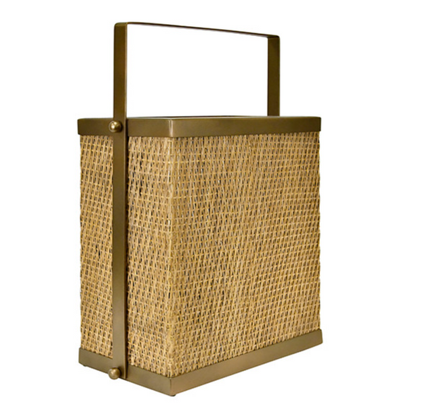 Nelson Rattan and Burnished Brazz  Magazine Holder