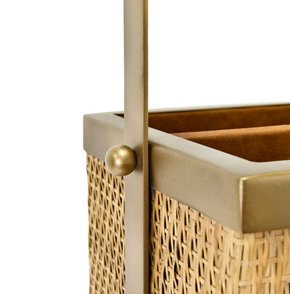 Nelson Rattan and Burnished Brazz  Magazine Holder