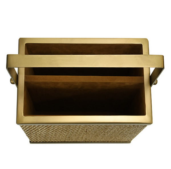 Nelson Rattan and Burnished Brazz  Magazine Holder