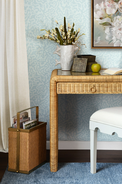 Nelson Rattan and Burnished Brazz  Magazine Holder