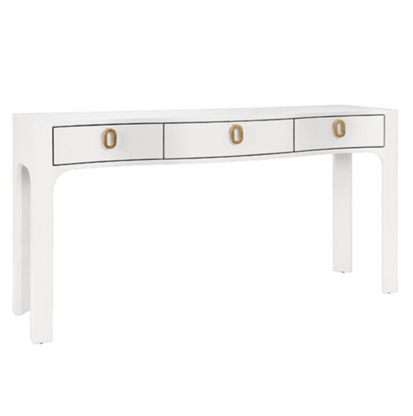 Sabrina Textured White Linen Console Table