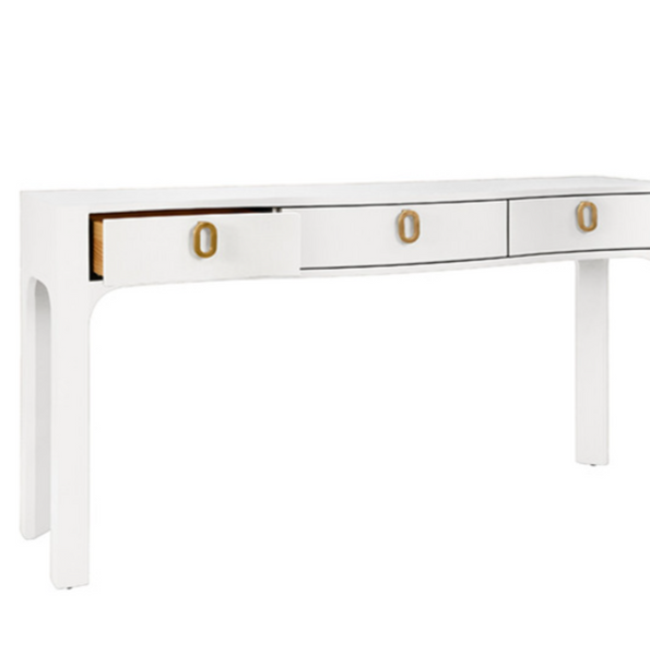 Sabrina Textured White Linen Console Table