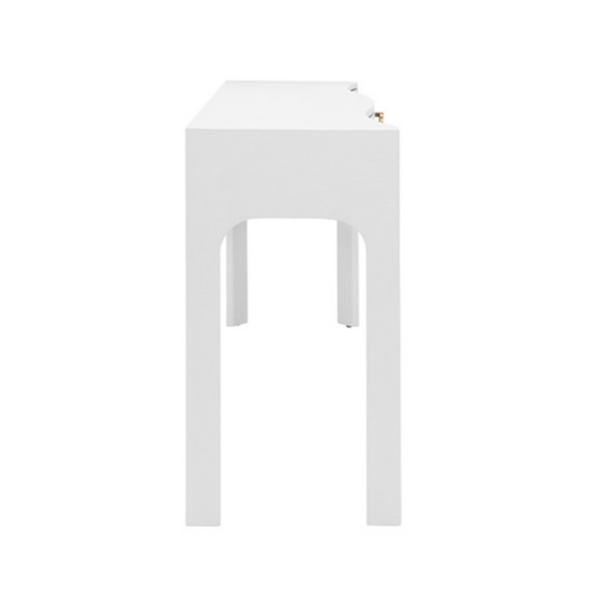 Sabrina Textured White Linen Console Table