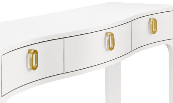Sabrina Textured White Linen Console Table