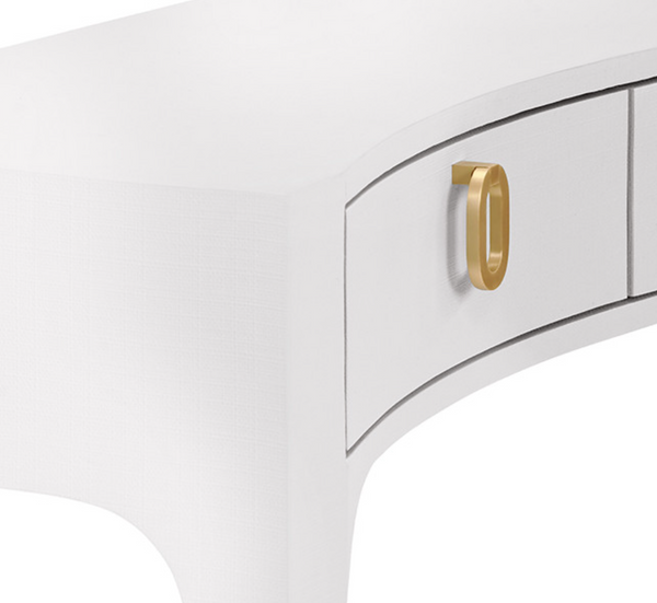 Sabrina Textured White Linen Console Table
