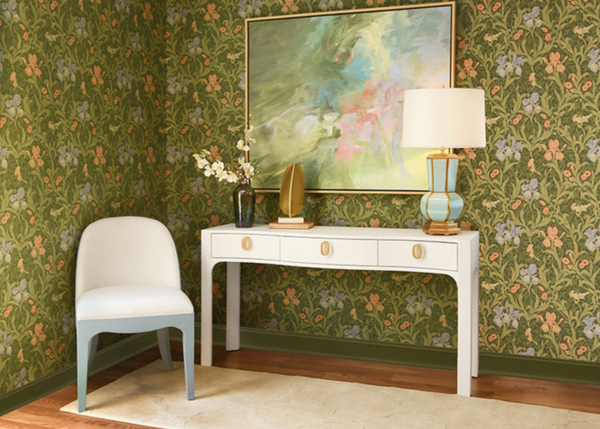 Sabrina Textured White Linen Console Table
