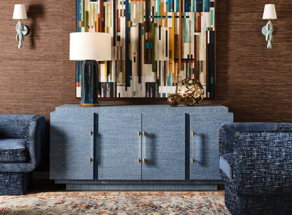 Steele Grasscloth Four Door Modern Buffet