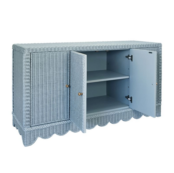 Beatrice Light Blue Rattan Cabinet