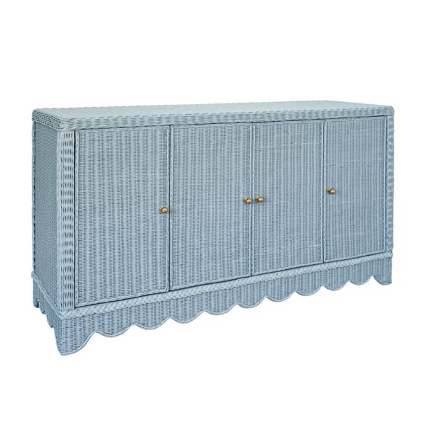 Beatrice Light Blue Rattan Cabinet