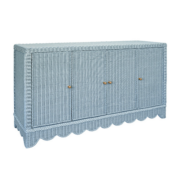 Beatrice Light Blue Rattan Cabinet