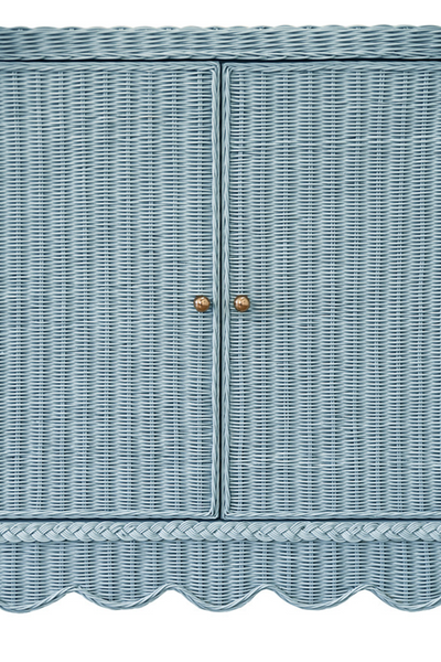 Beatrice Light Blue Rattan Cabinet