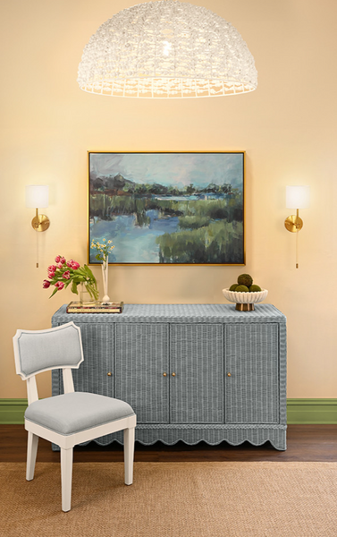 Beatrice Light Blue Rattan Cabinet