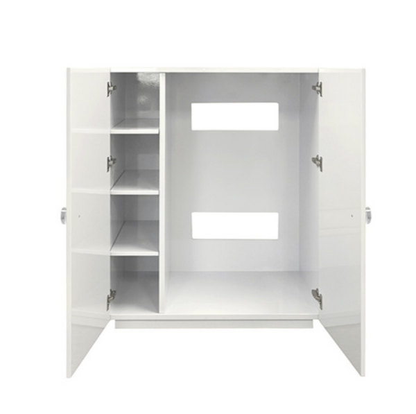 Beau White Lacquer Two Door Cabinet with Ball Studs