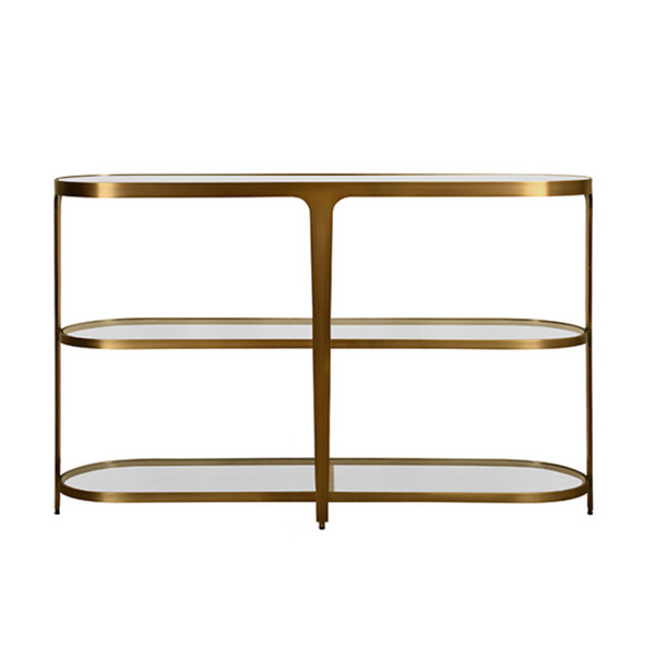 Addison Antique Brass Three Tier Console Table