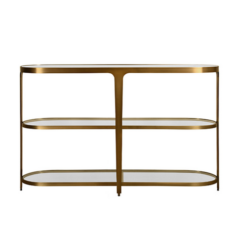Addison Antique Brass Three Tier Console Table
