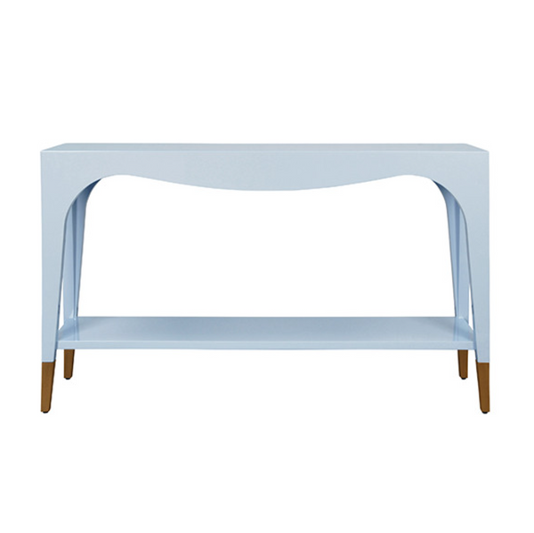 Laverne Glossy Light Blue Two Tier Console Table