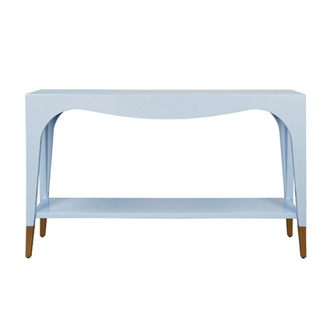Laverne Glossy Light Blue Two Tier Console Table