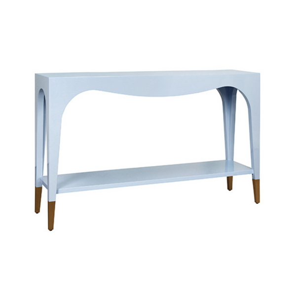 Laverne Glossy Light Blue Two Tier Console Table