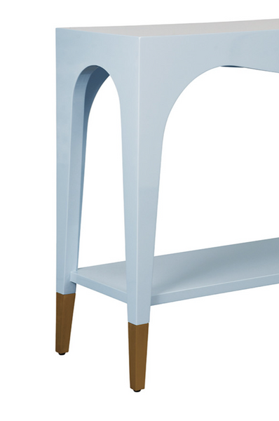 Laverne Glossy Light Blue Two Tier Console Table