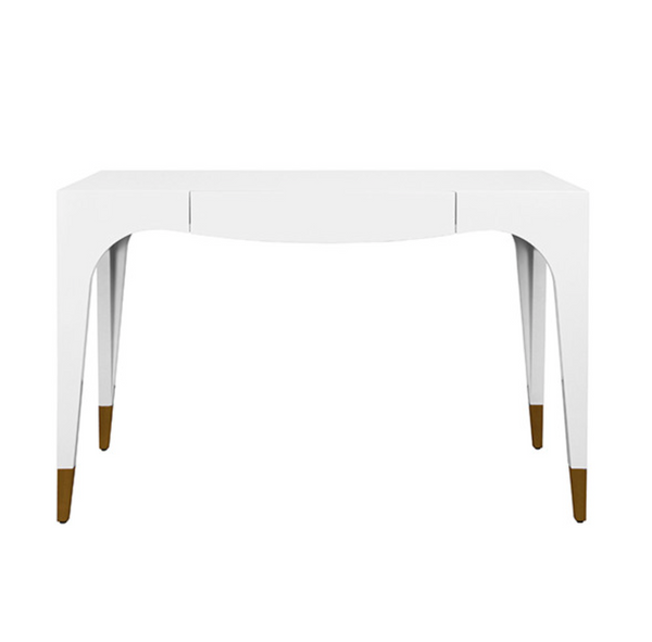 Mandi Glossy White Lacquer One Drawer Desk