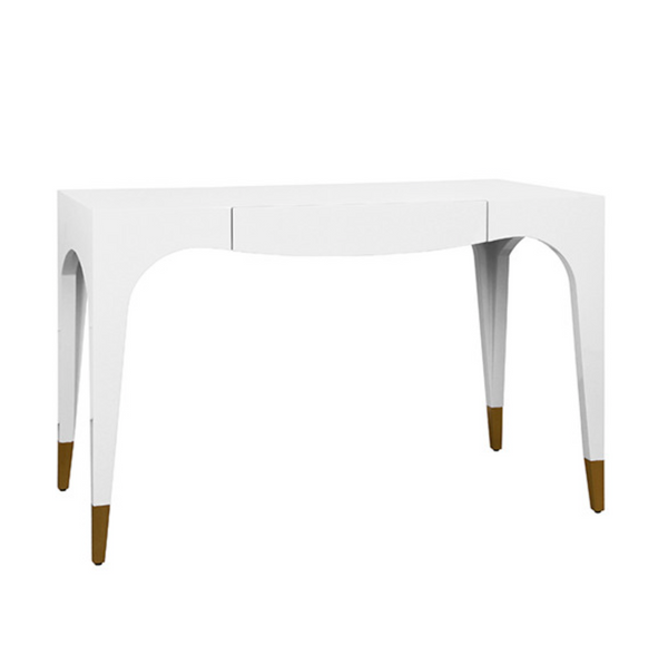 Mandi Glossy White Lacquer One Drawer Desk