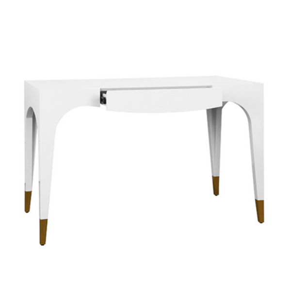 Mandi Glossy White Lacquer One Drawer Desk